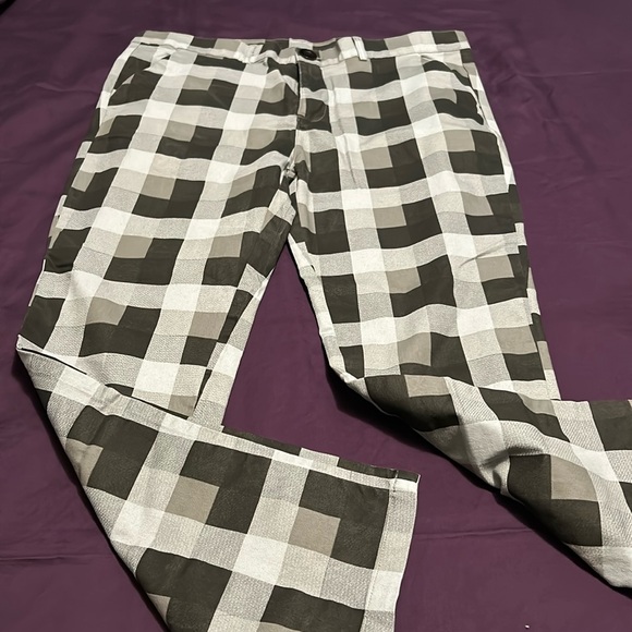 Other - Lars Amadeus Men's Dress Plaid Pants Classic Fit Flat Front
